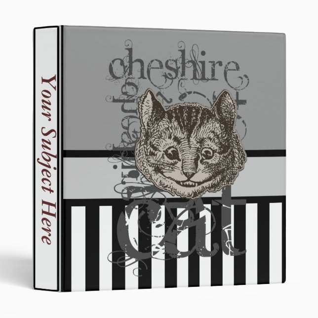 Alice In Wonderland Cheshire Cat Grunge Binder (Front/Spine)