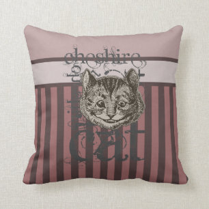 Alice In Wonderland Cheshire Cat Grunge (Pink) Throw Pillow