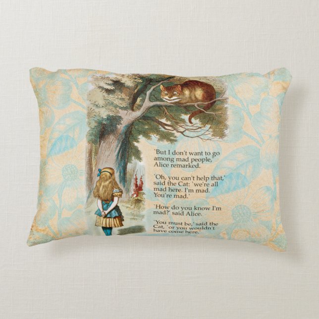 Alice in Wonderland Cheshire Cat Mad  Accent Pillow (Back)