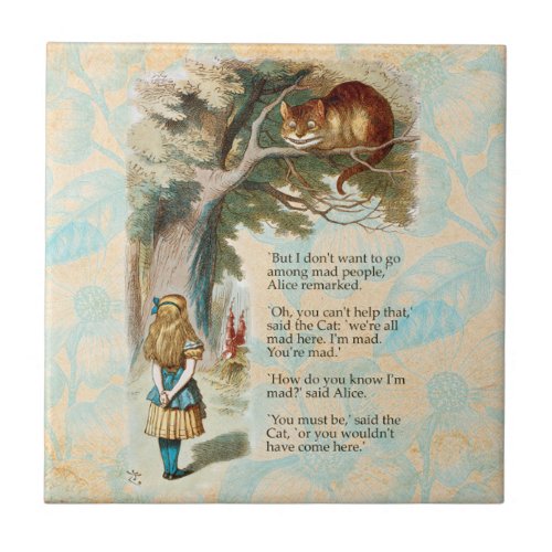 Alice in Wonderland Cheshire Cat Mad Ceramic Tile