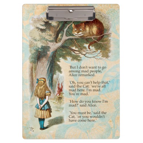 Alice in Wonderland Cheshire Cat Mad Clipboard