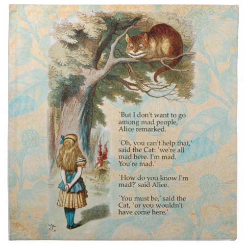 Alice in Wonderland Cheshire Cat Mad Cloth Napkin