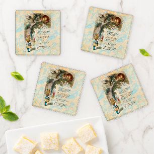 Alice in Wonderland Cheshire Cat Mad  Coaster Set