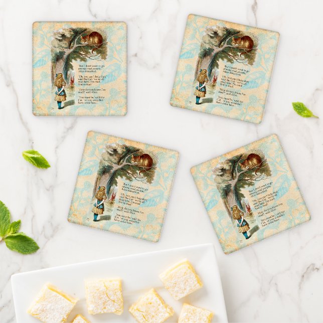 Alice in Wonderland Cheshire Cat Mad  Coaster Set (In Situ)
