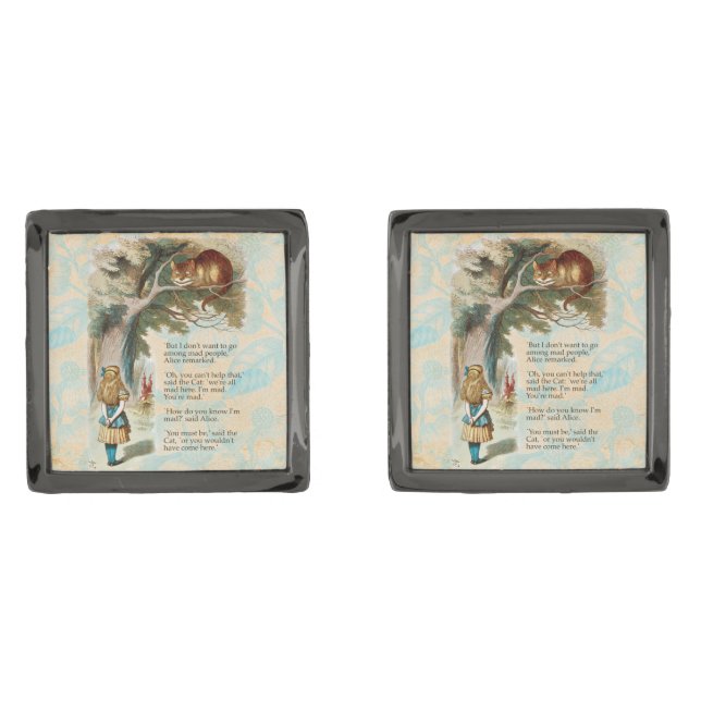 Alice in Wonderland Cheshire Cat Mad  Cufflinks (Front)