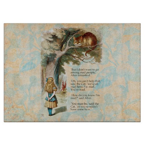 Alice in Wonderland Cheshire Cat Mad Cutting Board