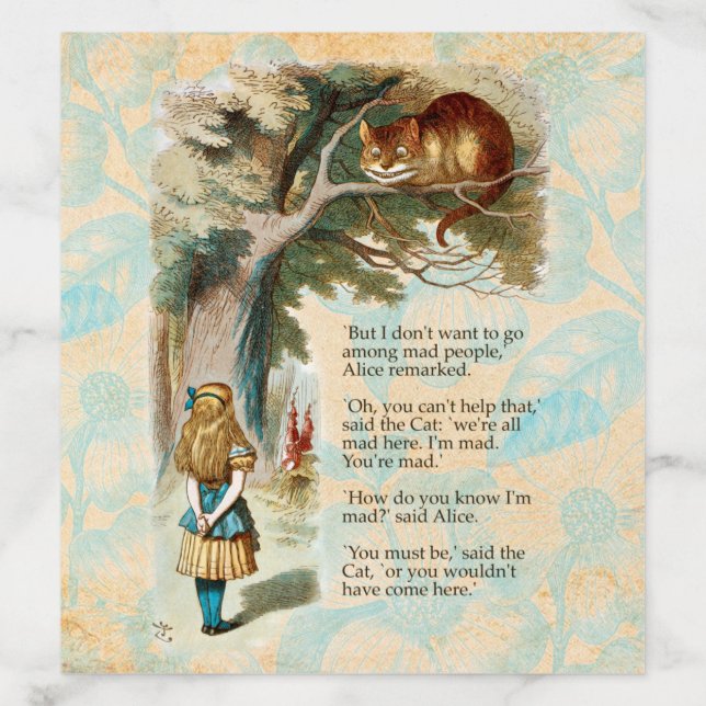 Alice in Wonderland Cheshire Cat Mad  Envelope Liner (Design)