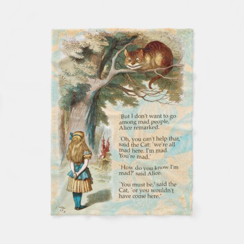 Alice in Wonderland Cheshire Cat Mad Fleece Blanket