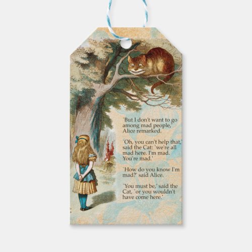 Alice in Wonderland Cheshire Cat Mad Gift Tags