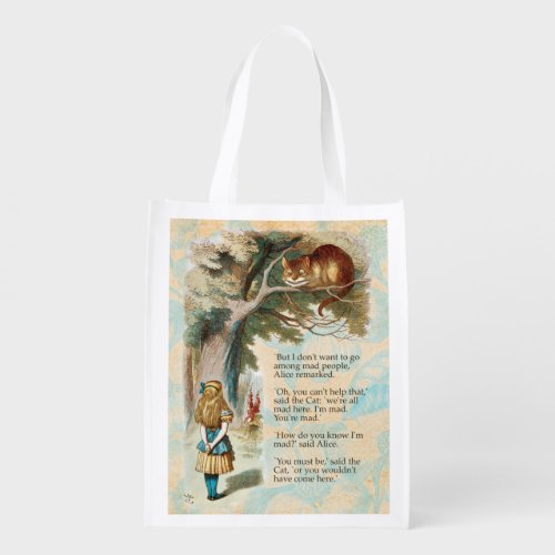 Alice in Wonderland Cheshire Cat Mad Grocery Bag