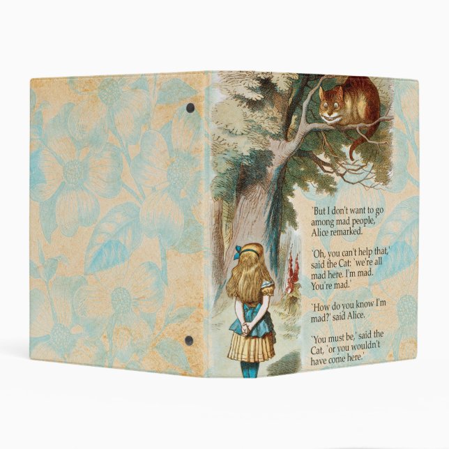 Alice in Wonderland Cheshire Cat Mad  Mini Binder (Background)