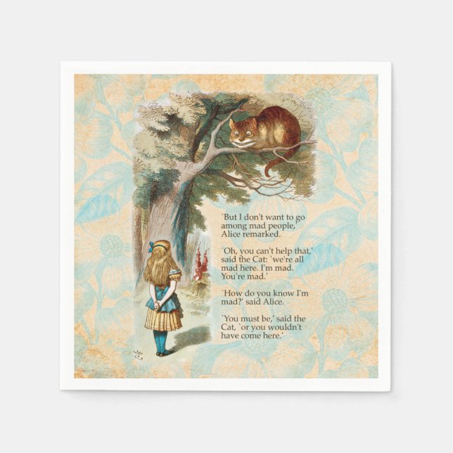Alice in Wonderland Cheshire Cat Mad  Napkins (Front)