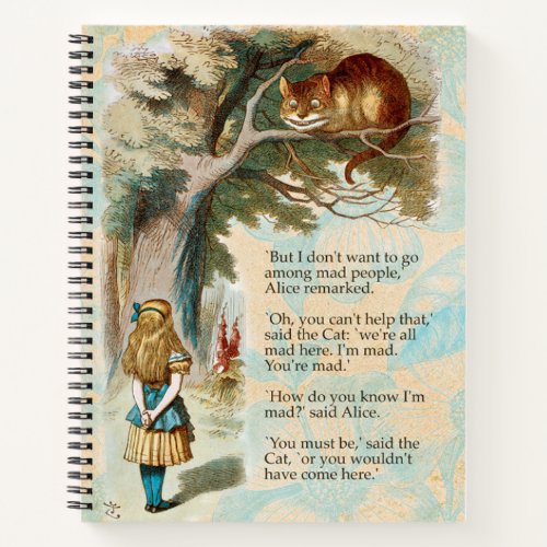 Alice in Wonderland Cheshire Cat Mad Notebook