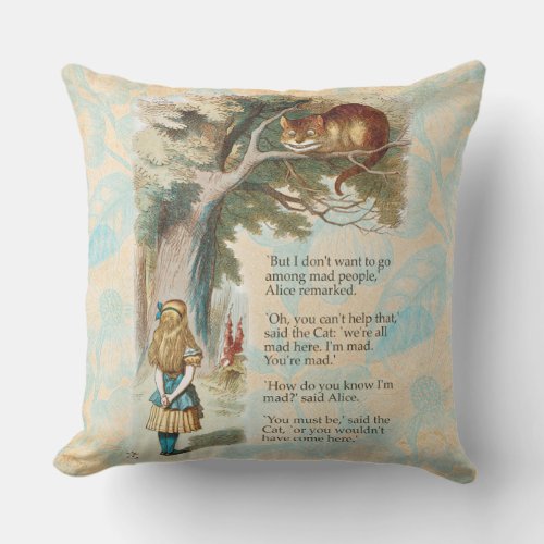 Alice in Wonderland Cheshire Cat Mad Outdoor Pillow