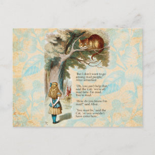 Alice in Wonderland Cheshire Cat Mad Postcard