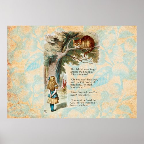 Alice in Wonderland Cheshire Cat Mad Poster