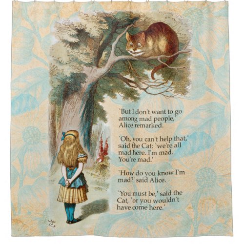 Alice in Wonderland Cheshire Cat Mad Shower Curtain
