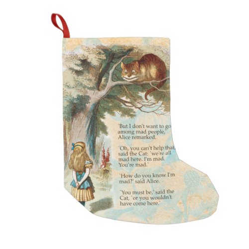 Alice in Wonderland Cheshire Cat Mad Small Christmas Stocking