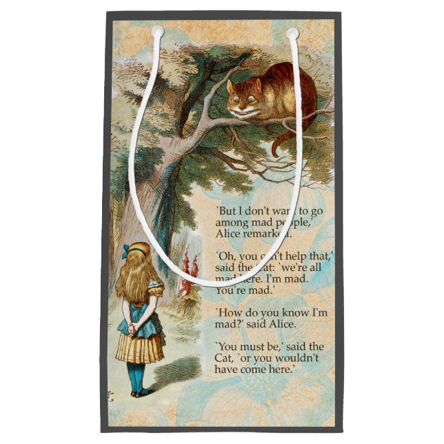 Alice in Wonderland Cheshire Cat Mad  Small Gift Bag (Front)