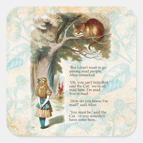 Alice in Wonderland Cheshire Cat Mad Square Sticker