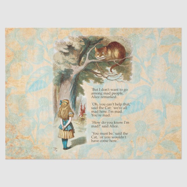 Alice in Wonderland Cheshire Cat Mad  Tissue Paper (Front)