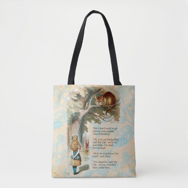 Alice in Wonderland Cheshire Cat Mad  Tote Bag (Front)