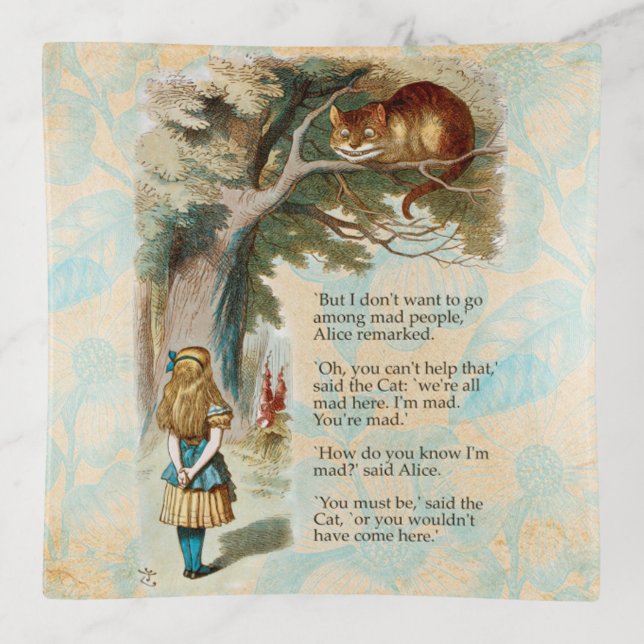 Alice in Wonderland Cheshire Cat Mad  Trinket Tray (Front)