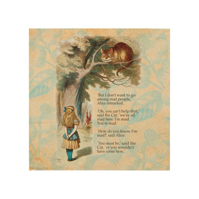 Alice in Wonderland Cheshire Cat Mad  Wood Wall Art (Front)