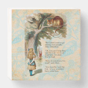 Alice in Wonderland Cheshire Cat Mad Wooden Box Sign