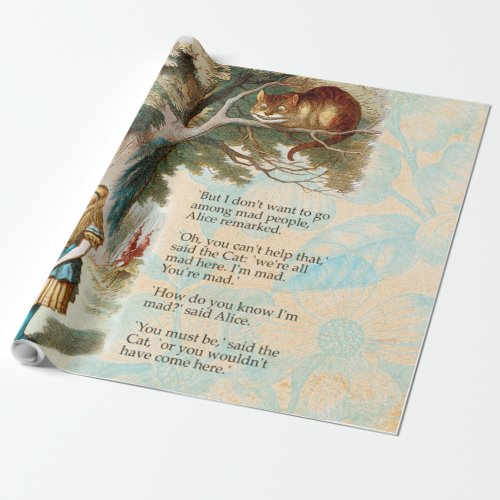 Alice in Wonderland Cheshire Cat Mad Wrapping Paper