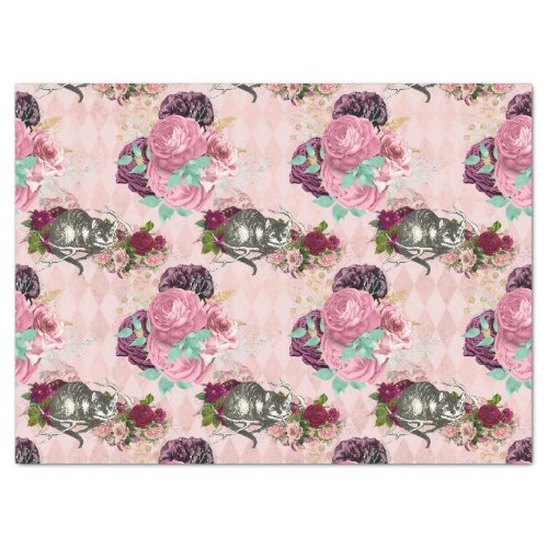 Alice in Wonderland Cheshire Cat Pink Decoupage Tissue Paper