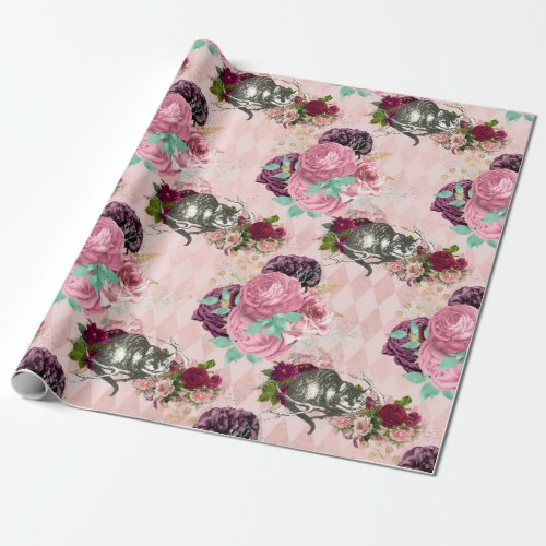 Alice in Wonderland Cheshire Cat Pink Wrapping Paper