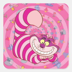 Alice in Wonderland   Cheshire Cat Smiling Square Sticker