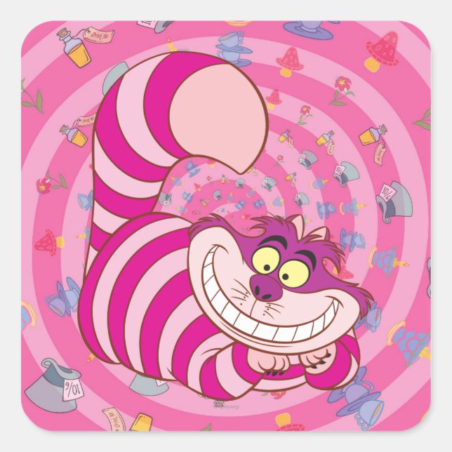 Alice in Wonderland | Cheshire Cat Smiling Square Sticker (Front)