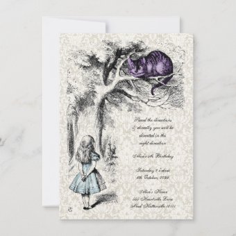 Alice in Wonderland Cheshire Cat Tea Party Invite | Zazzle