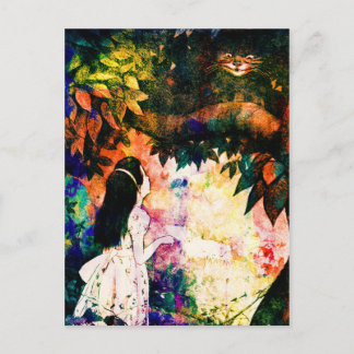 Alice in Wonderland Cheshire Cat Watercolour Postcard
