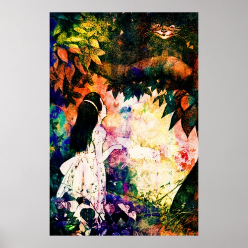 Alice in Wonderland Cheshire Cat Watercolour Poster