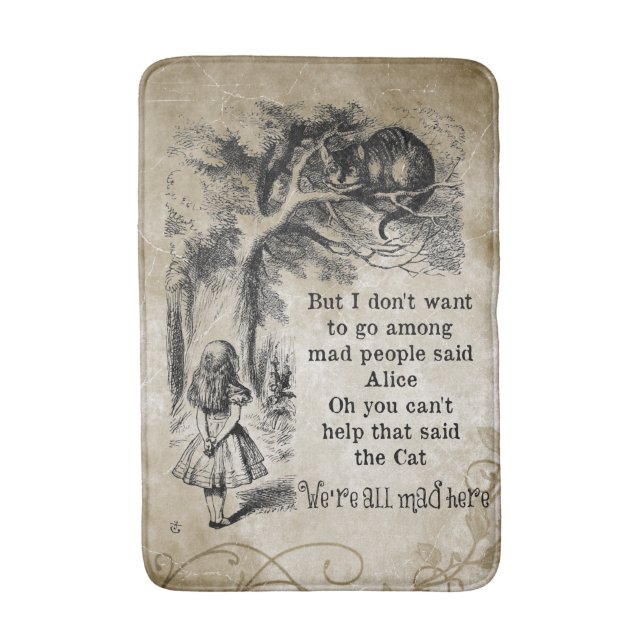Alice in Wonderland; Cheshire Cat with Alice Bathroom Mat (Front Vertical)