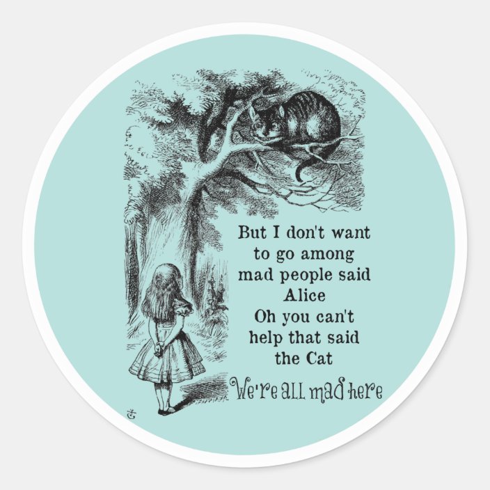 Alice in Wonderland; Cheshire Cat with Alice Classic Round Sticker ...