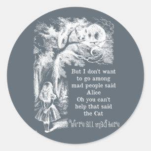Alice in Wonderland; Cheshire Cat with Alice Classic Round Sticker