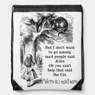 Alice in Wonderland; Cheshire Cat with Alice Drawstring Bag