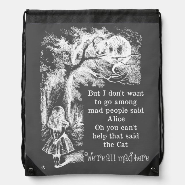 Alice in Wonderland; Cheshire Cat with Alice Drawstring Bag (Front)