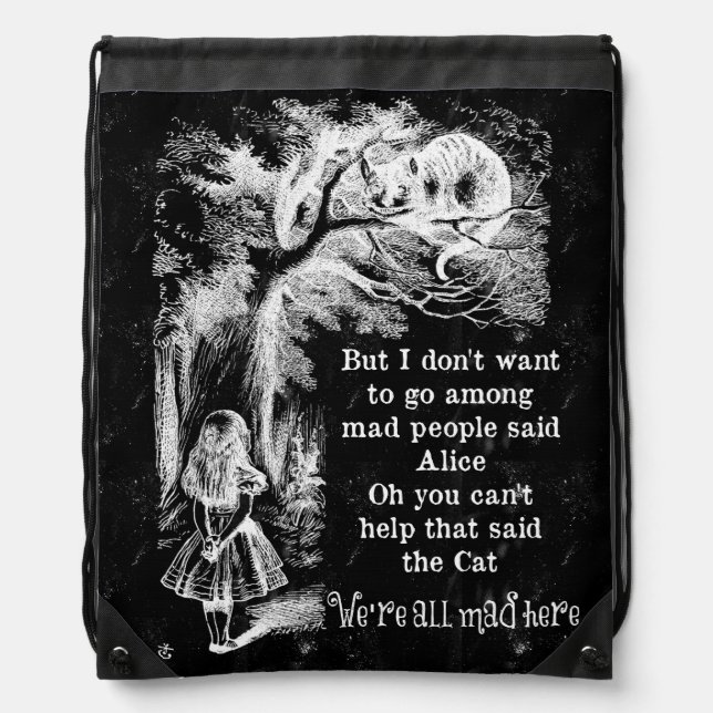 Alice in Wonderland; Cheshire Cat with Alice Drawstring Bag (Front)