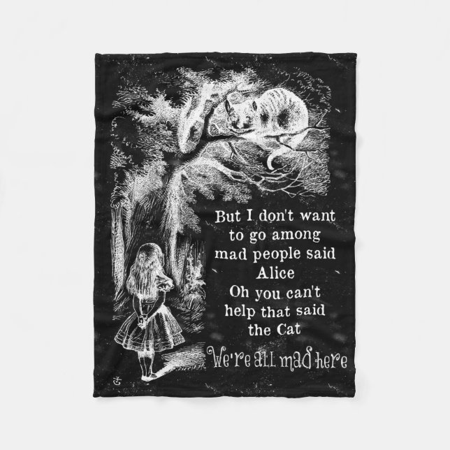 Alice in Wonderland; Cheshire Cat with Alice Fleece Blanket (Front)