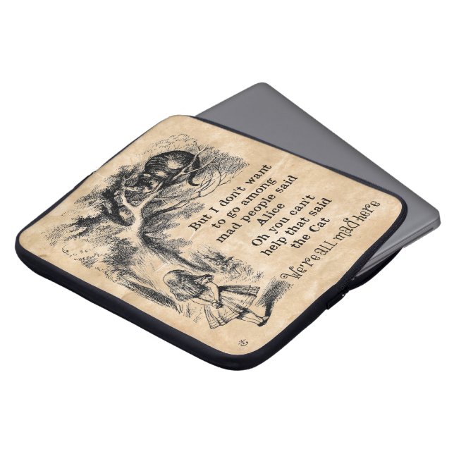Alice in Wonderland; Cheshire Cat with Alice Laptop Sleeve (Front Top)