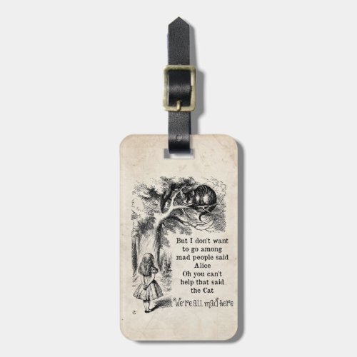 Alice in Wonderland Cheshire Cat with Alice Luggage Tag