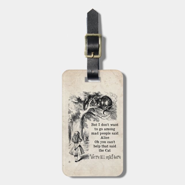 Alice in Wonderland; Cheshire Cat with Alice Luggage Tag (Front Vertical)