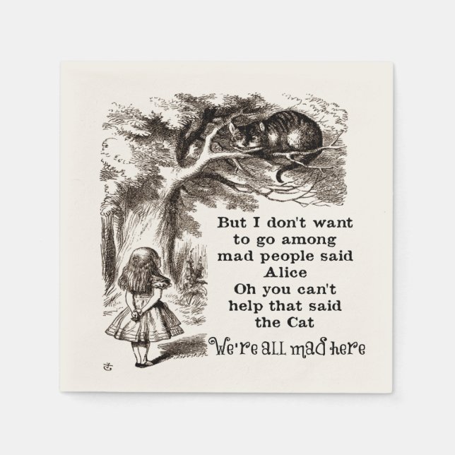 Alice in Wonderland; Cheshire Cat with Alice Paper Napkins (Front)