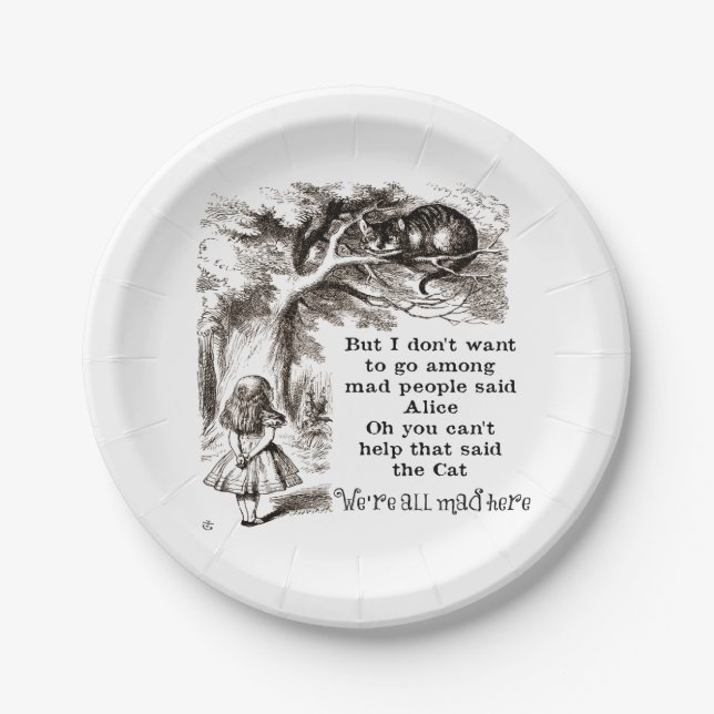 Alice in Wonderland; Cheshire Cat with Alice Paper Plates (Front)