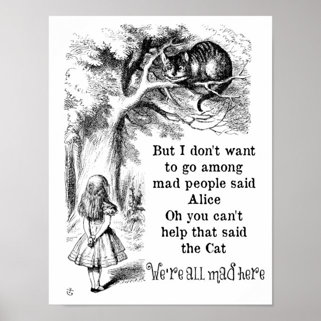 Alice in Wonderland; Cheshire Cat with Alice Poster (Front)